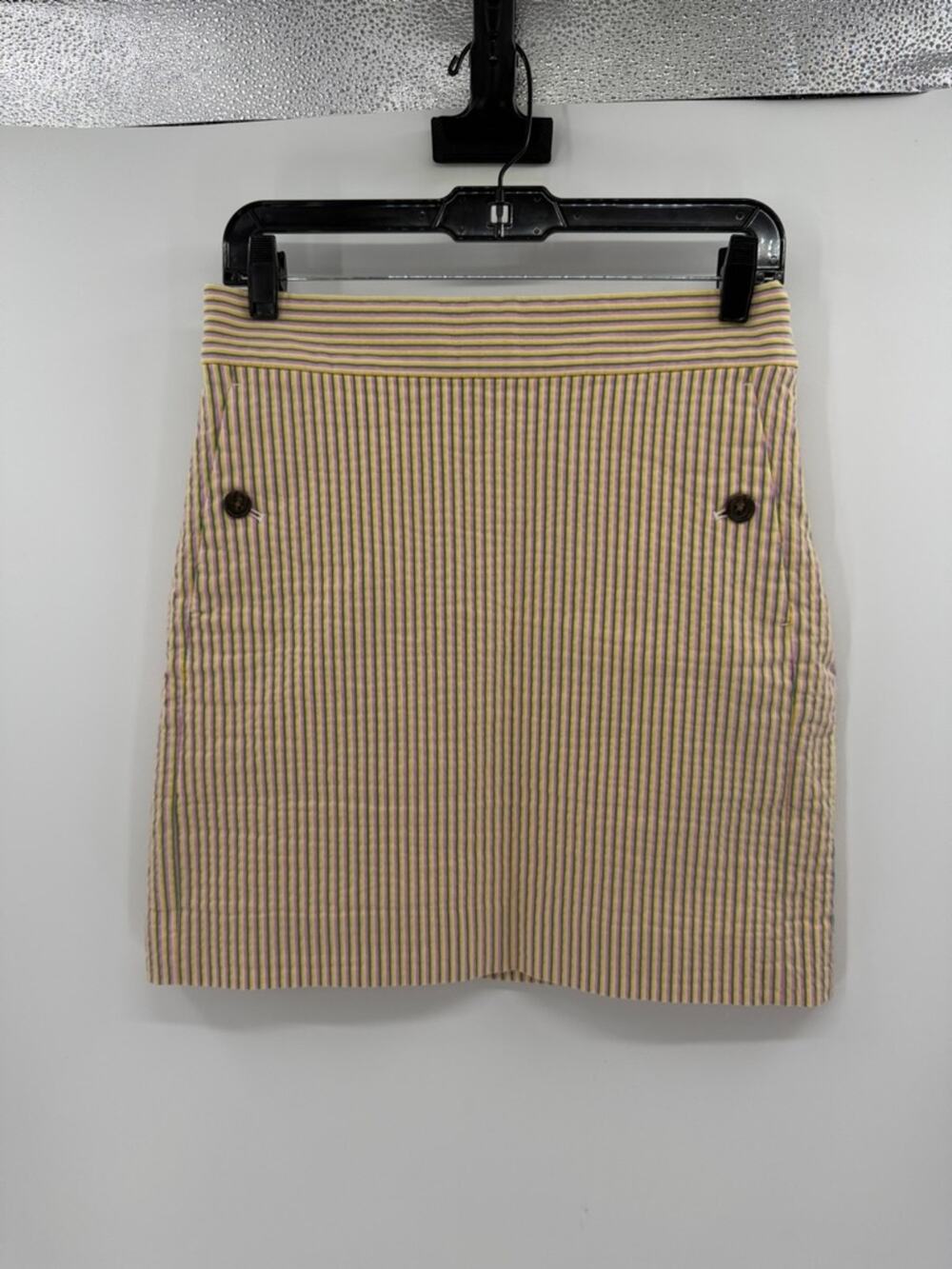 J. Crew Women's Mini skirt in stretch seersucker - Yellow/Pink/Green - 4